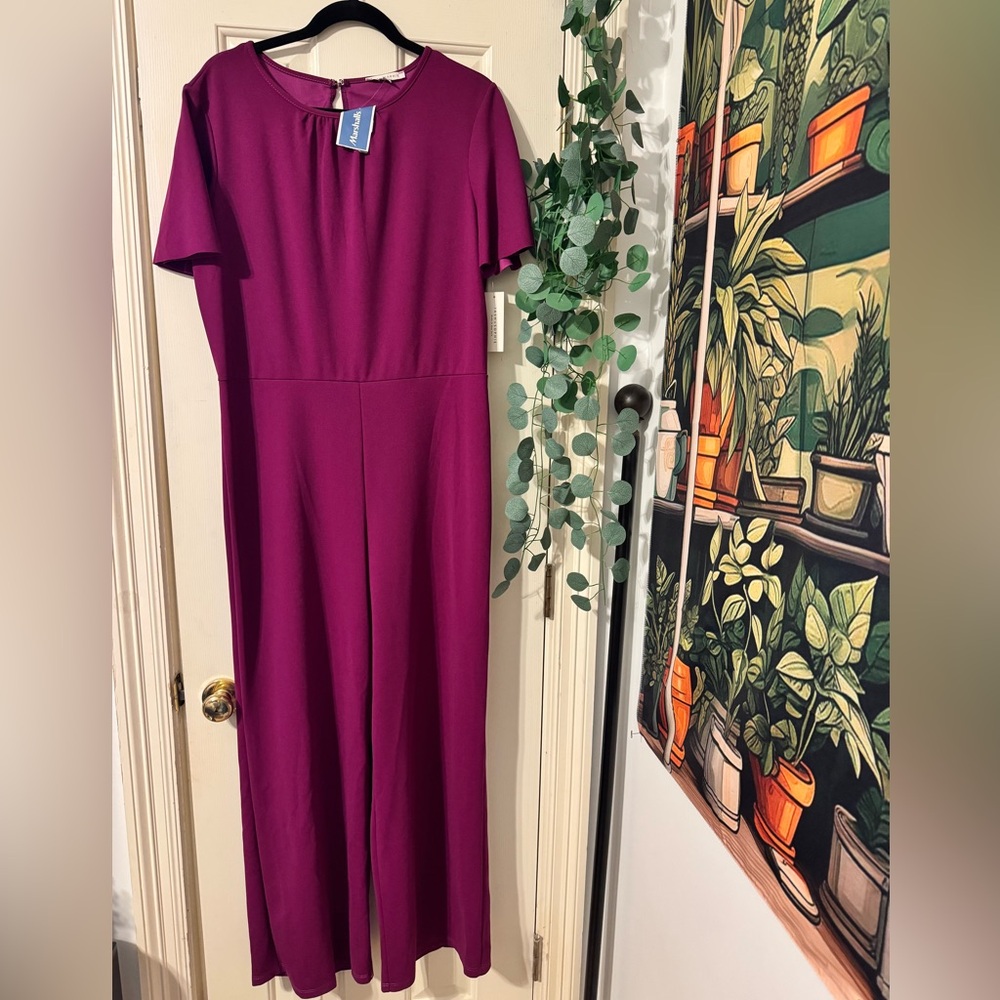 Magenta Short Sleeve Jumpsuit